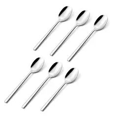 WAKESHOME - Set De Cubiertos De Lujo 6 Piezas Cuchilleria Plateado - Cuchara De Mesa