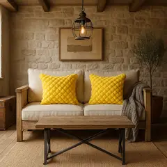 ARMONIA - Pack 2 fundas almohadón burbuja amarillo 45x45 hogar 651