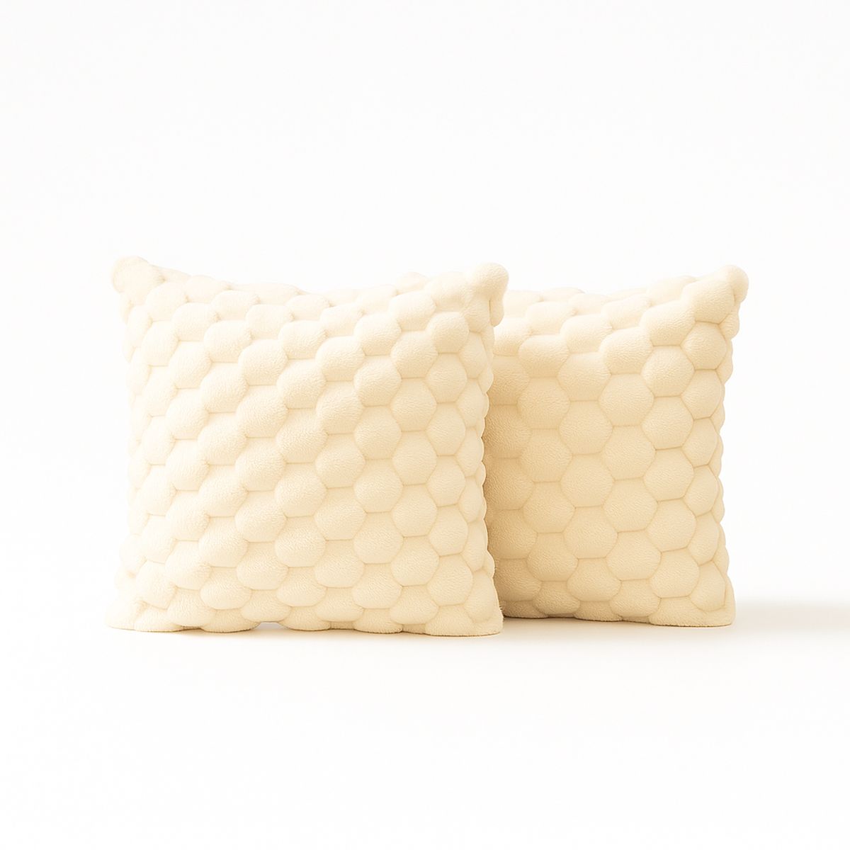 ARMONIA - Pack 2 fundas cojín beige burbuja 45x45 suave decoración 651