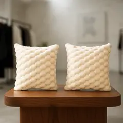 ARMONIA - Pack 2 fundas almohadón burbuja beige 45x45 suave living 651