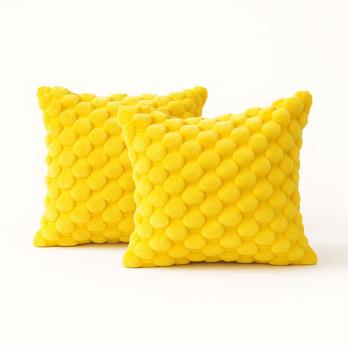 ARMONIA - Pack 2 fundas cojín amarillo burbuja 45x45 suave decoración 651
