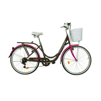 Imagen 2 del producto BICICLETA CITY DAMA ARO 26 GRIS CON FUCSIA