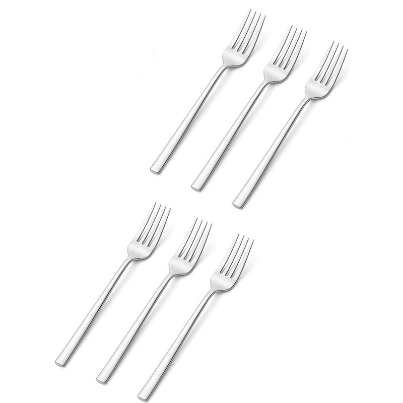 WAKESHOME - Set De Cubiertos De Lujo 6 Piezas Cuchilleria Plateado - Tenedor pequeño