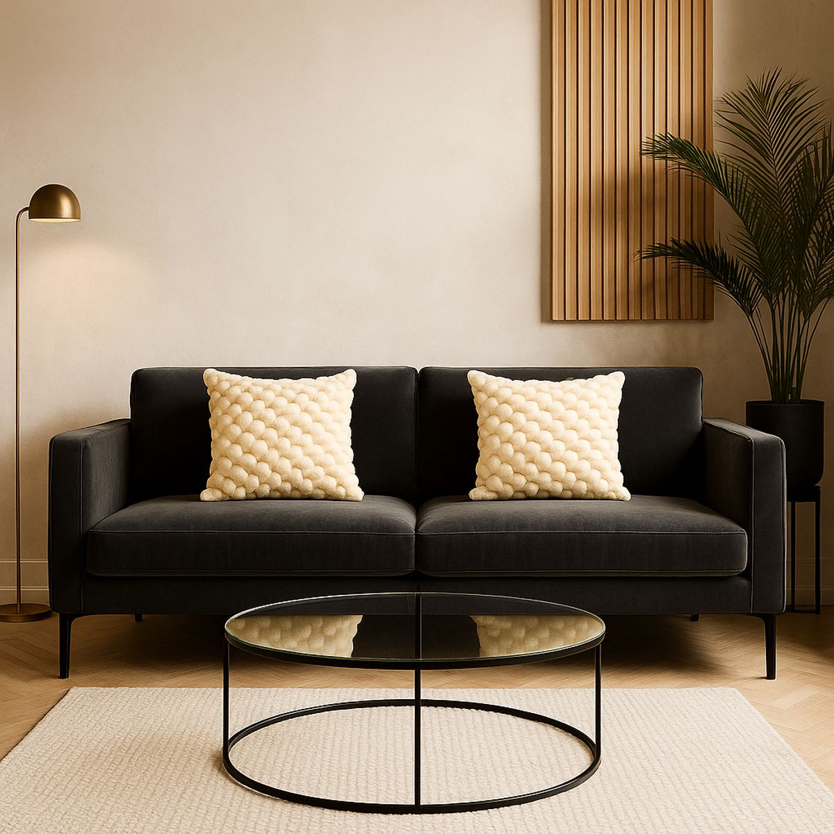 ARMONIA - Pack 2 fundas de cojín beige 45x45 burbuja sofá 651