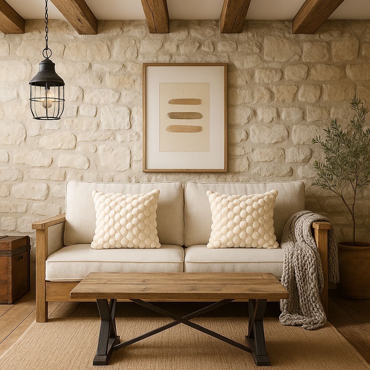 ARMONIA - Pack 2 fundas cojín burbuja beige 45x45 living CL 651