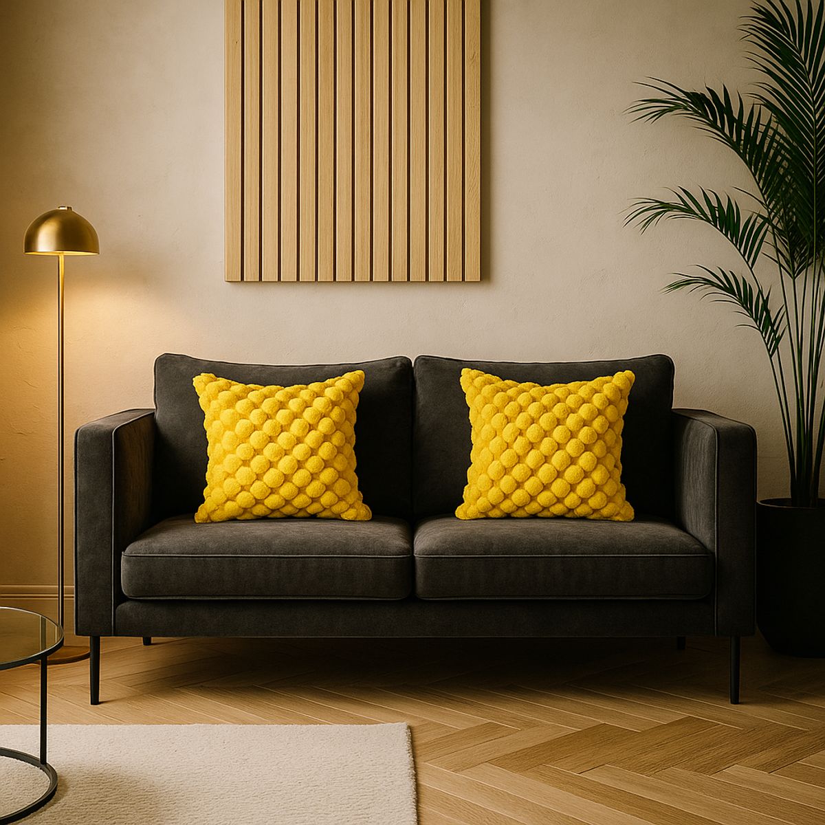 ARMONIA - Pack 2 fundas cojín burbuja amarillo 45x45 living CL 651