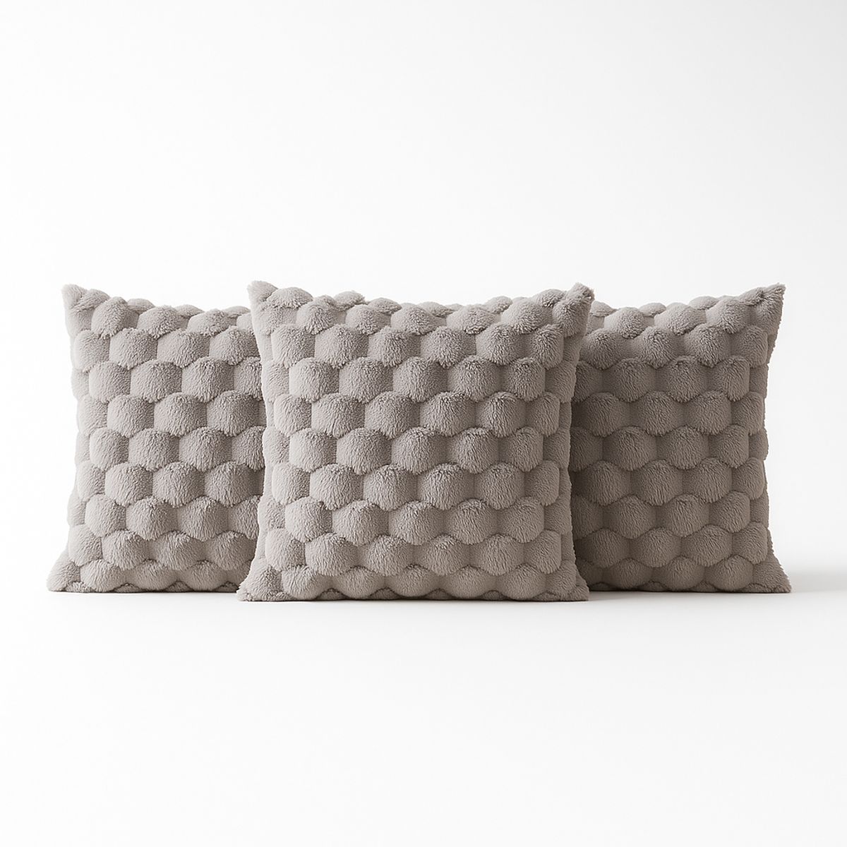 ARMONIA - Pack 3 fundas decorativas gris burbuja 45x45 dormitorio 651