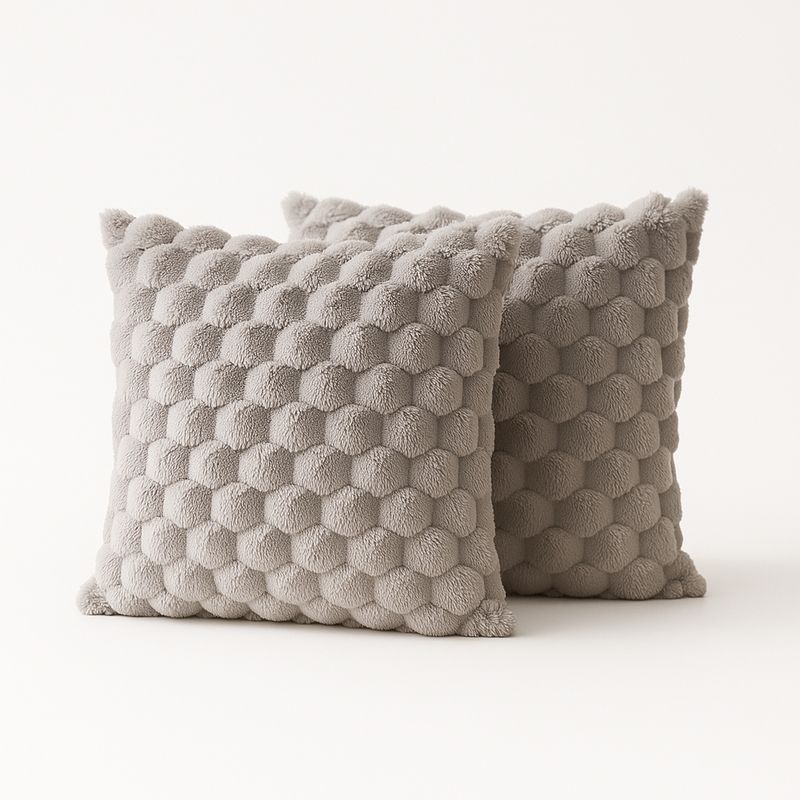 ARMONIA - Pack 2 cubre cojines gris burbuja 45x45 moderno hogar 651