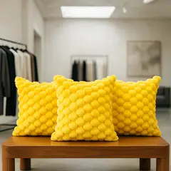 ARMONIA - Pack 3 fundas decorativas amarillo burbuja 45x45 dormitorio 651