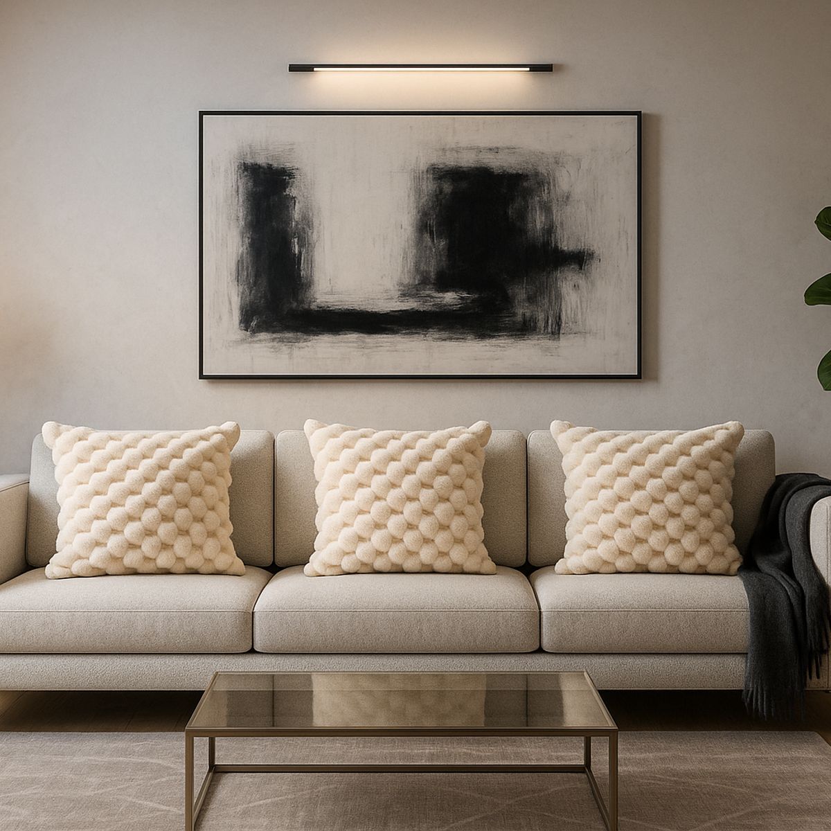 ARMONIA - Pack 3 fundas almohadón burbuja beige 45x45 suave living 651