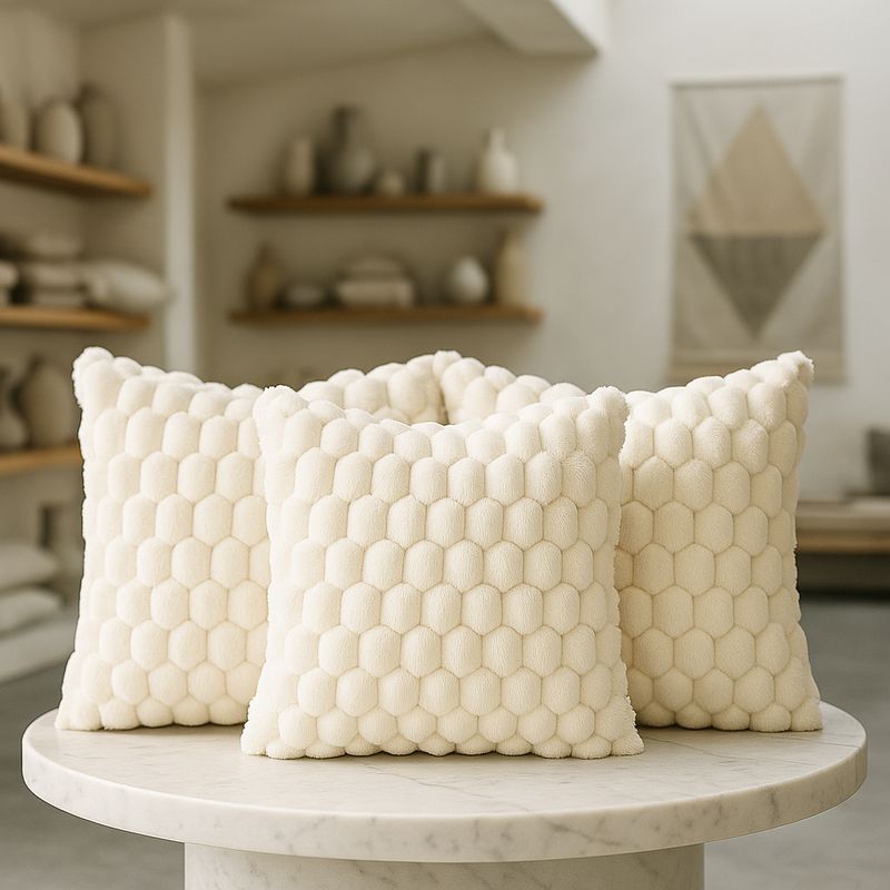 ARMONIA - Pack 3 cubre cojines blanco burbuja 45x45 moderno 651