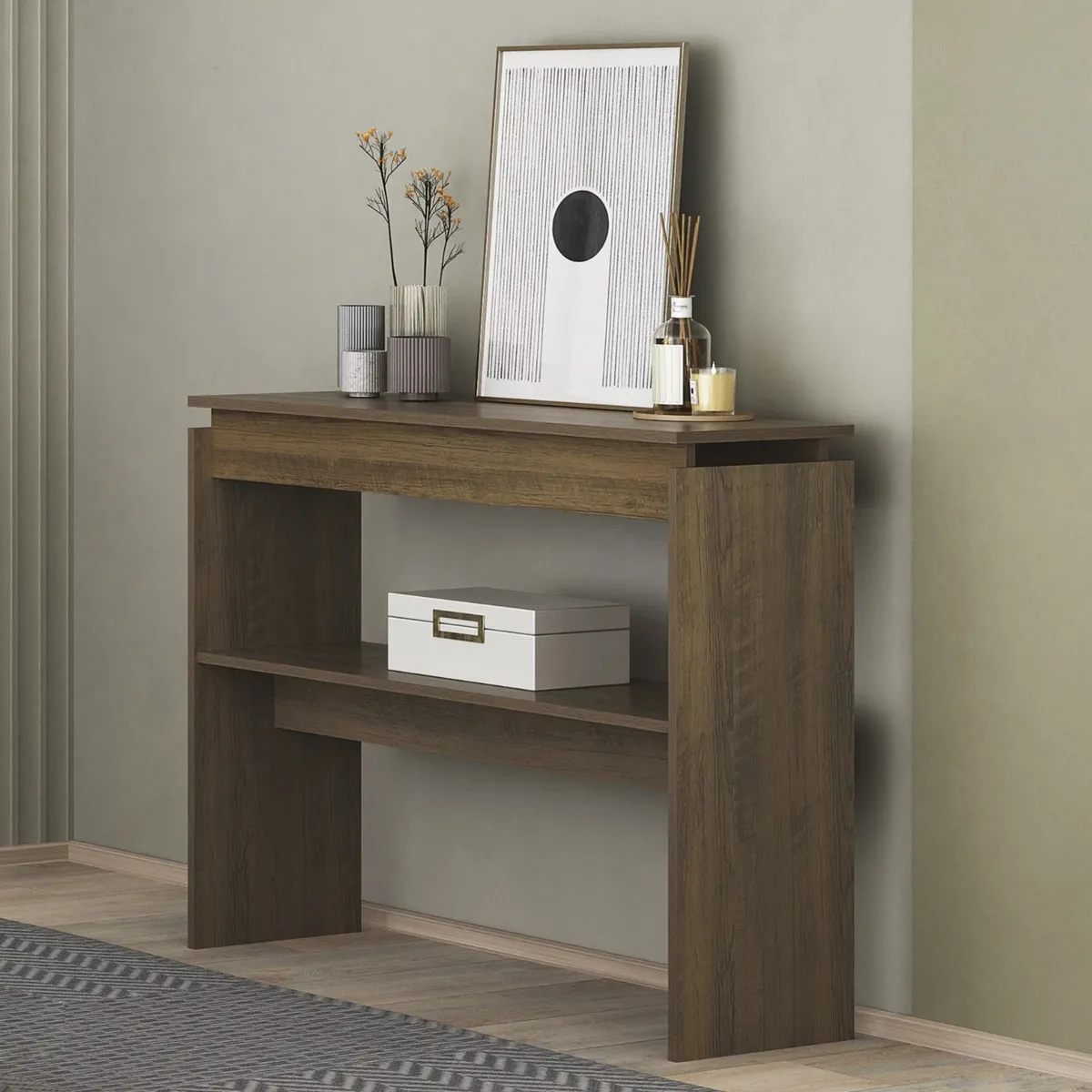 EXIT - Mesa de Arrimo Rectangular 100x79x30 cm Marrón Pino - Creta