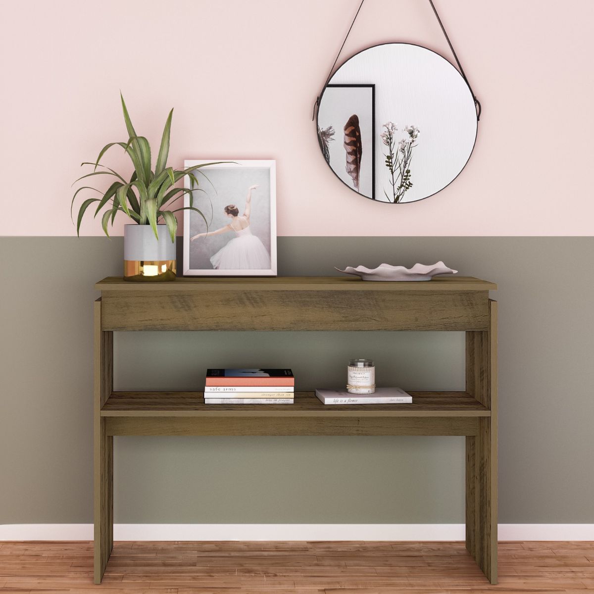 EXIT - Mesa de Arrimo Rectangular 100x79x30 cm Marrón Pino - Creta