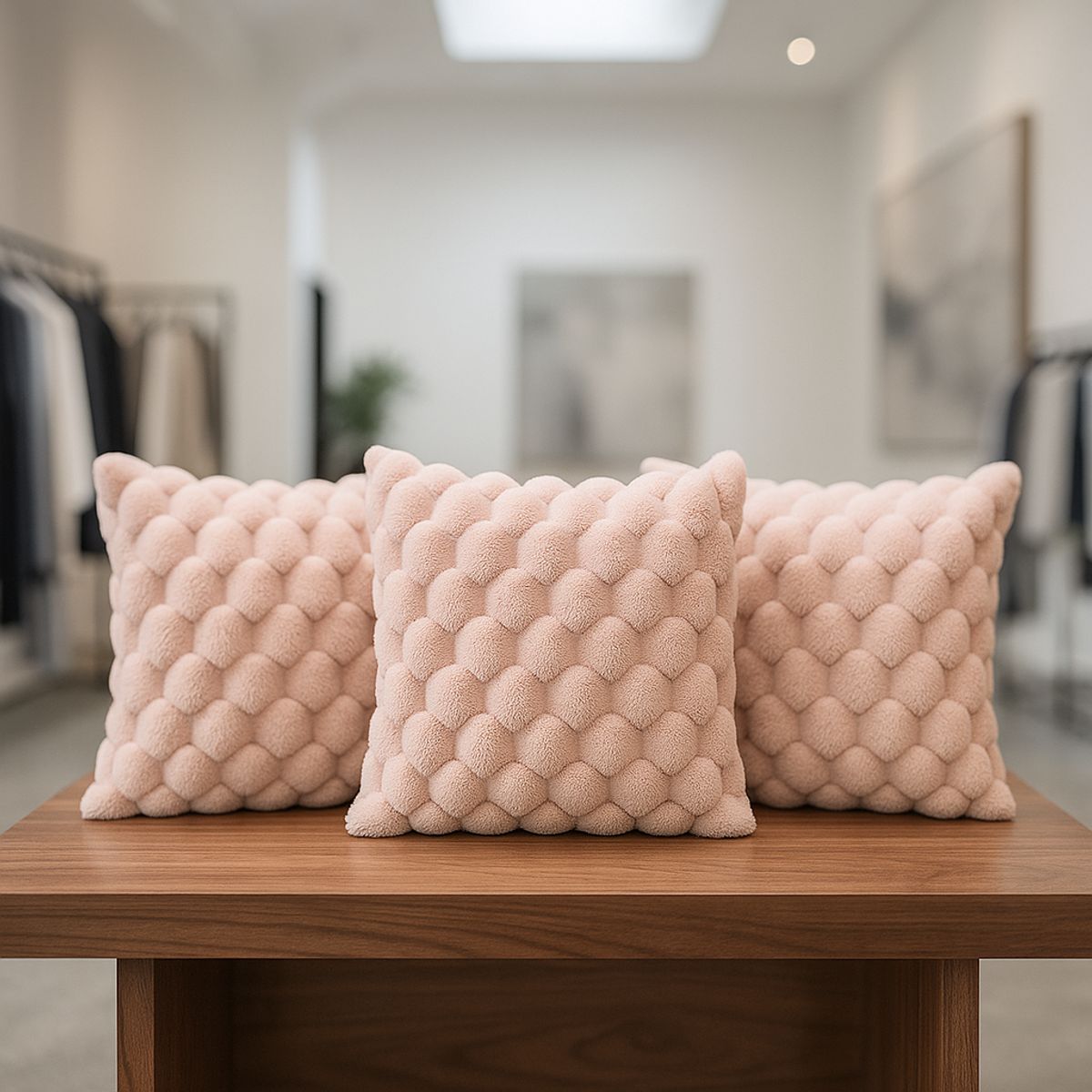 ARMONIA - Pack 3 fundas decorativas rosa burbuja 45x45 dormitorio 651