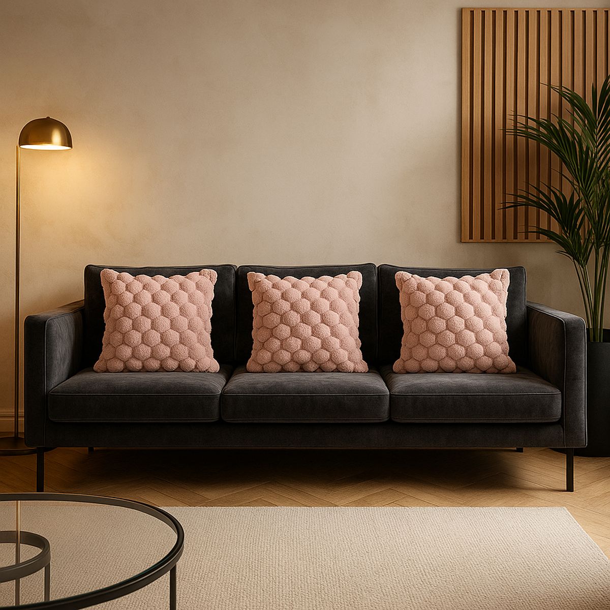 ARMONIA - Pack 3 fundas almohadón rosa burbuja 45x45 hogar 651