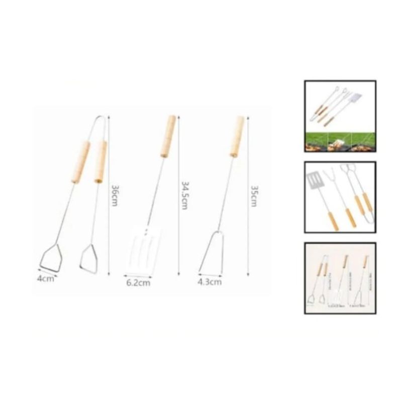 GENERICO - Set 3 Piezas Espatulas Para Asado Acero Inoxidable