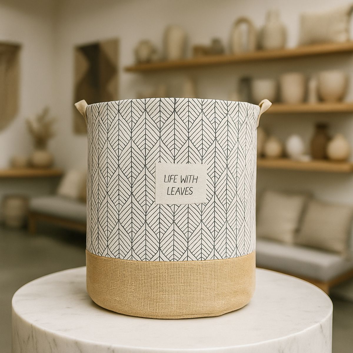 ARMONIA - Cesta yute 40x50 hojas líneas organizador living CL 690