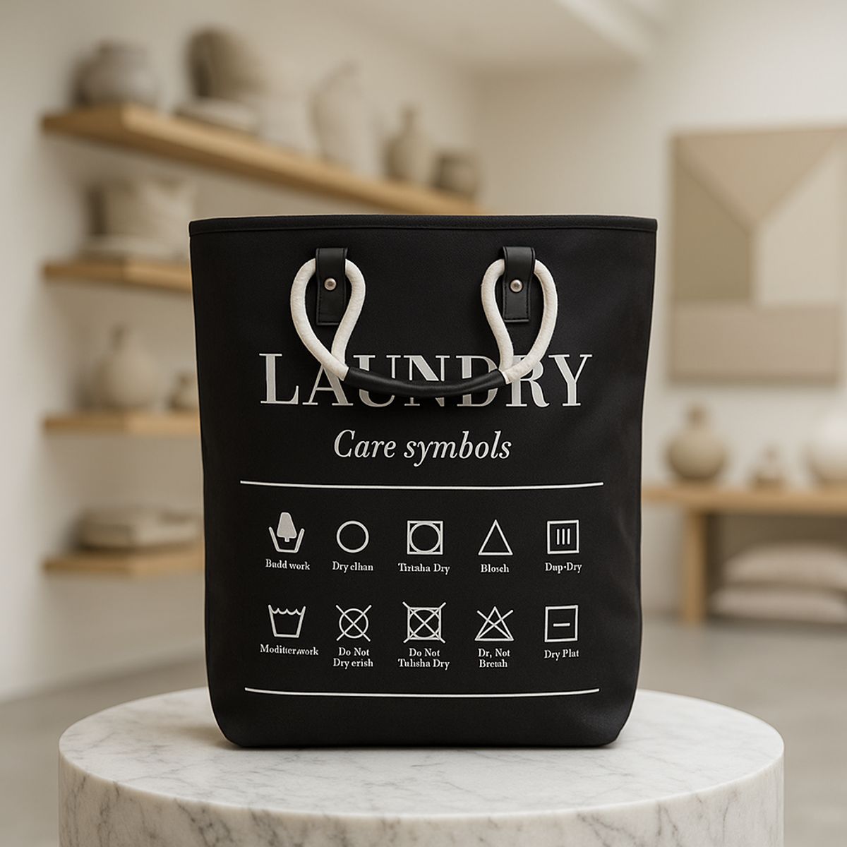 ARMONIA - Cesto ropa Deluxe negro 50x32x32 con asas lavandería 697