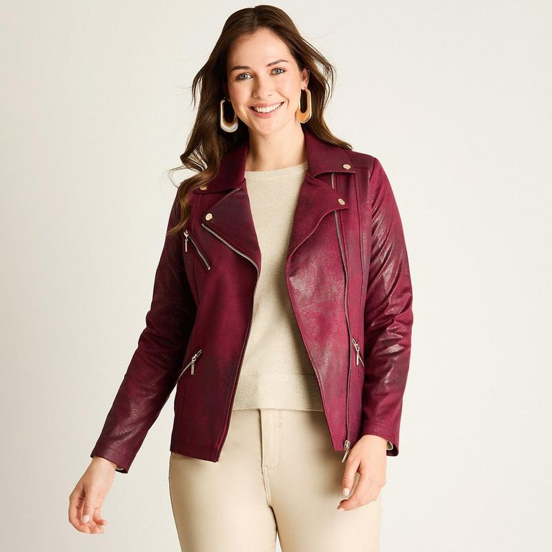 LORENZO DI PONTTI - Chaqueta Burdeo con Cierres Decorativos