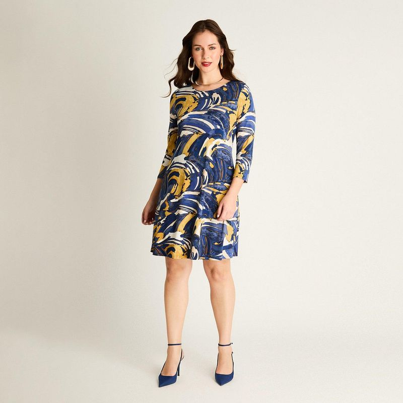 LORENZO DI PONTTI - Vestido Corto Azul Estampado