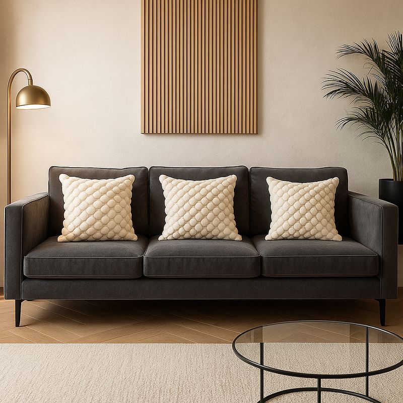 ARMONIA - Pack 3 fundas cojín beige burbuja 45x45 suave decoración 651