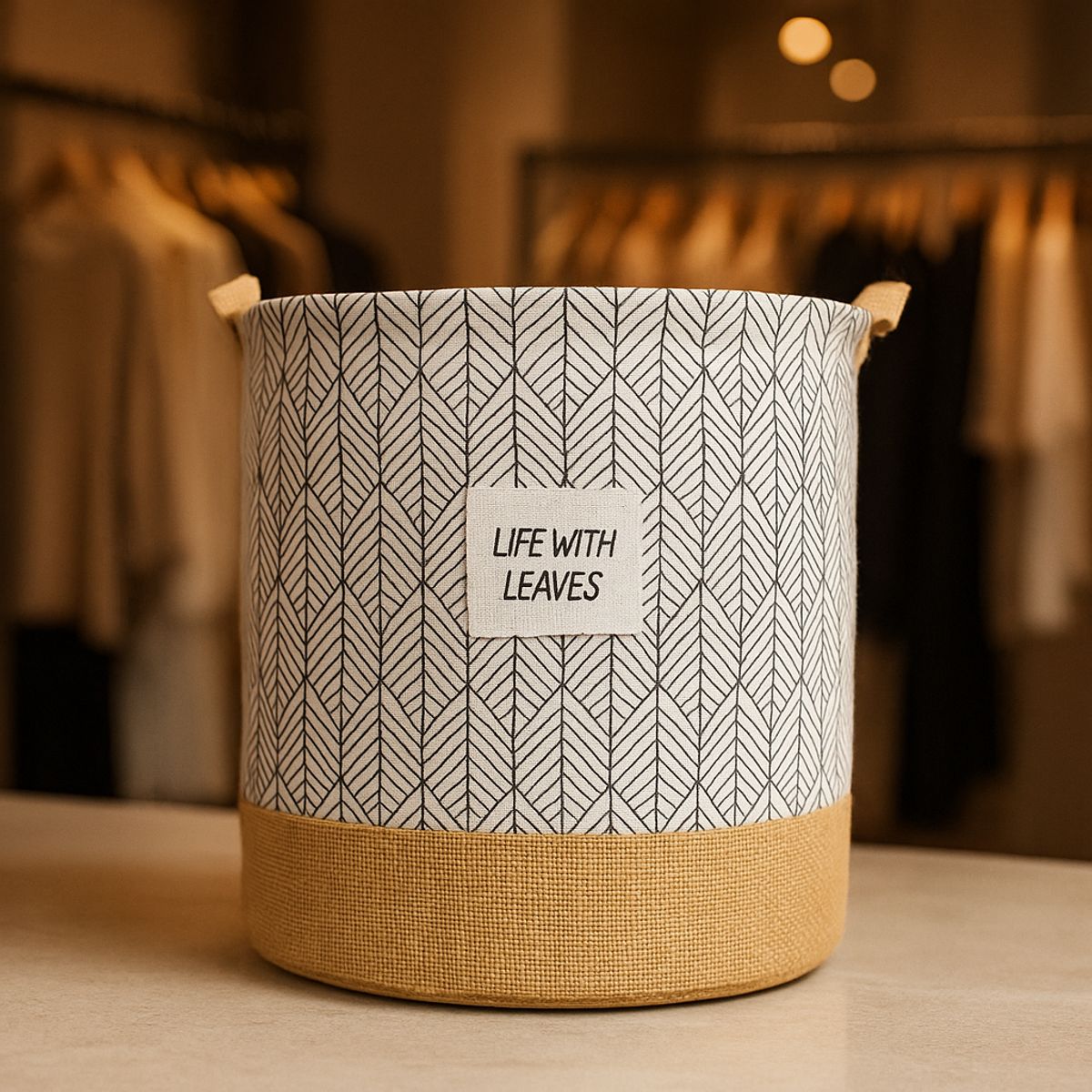 ARMONIA - Cesta organización yute 40x50 hojas líneas estilo eco 690