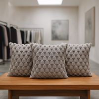 Pack 3 fundas cojín gris burbuja 45x45 suave decoración 651