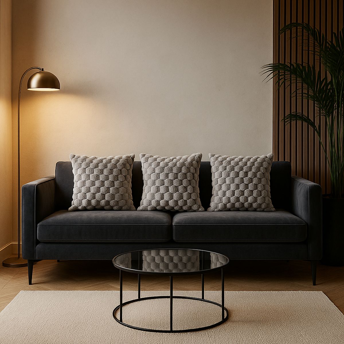 ARMONIA - Pack 3 fundas cojín burbuja gris 45x45 living CL 651