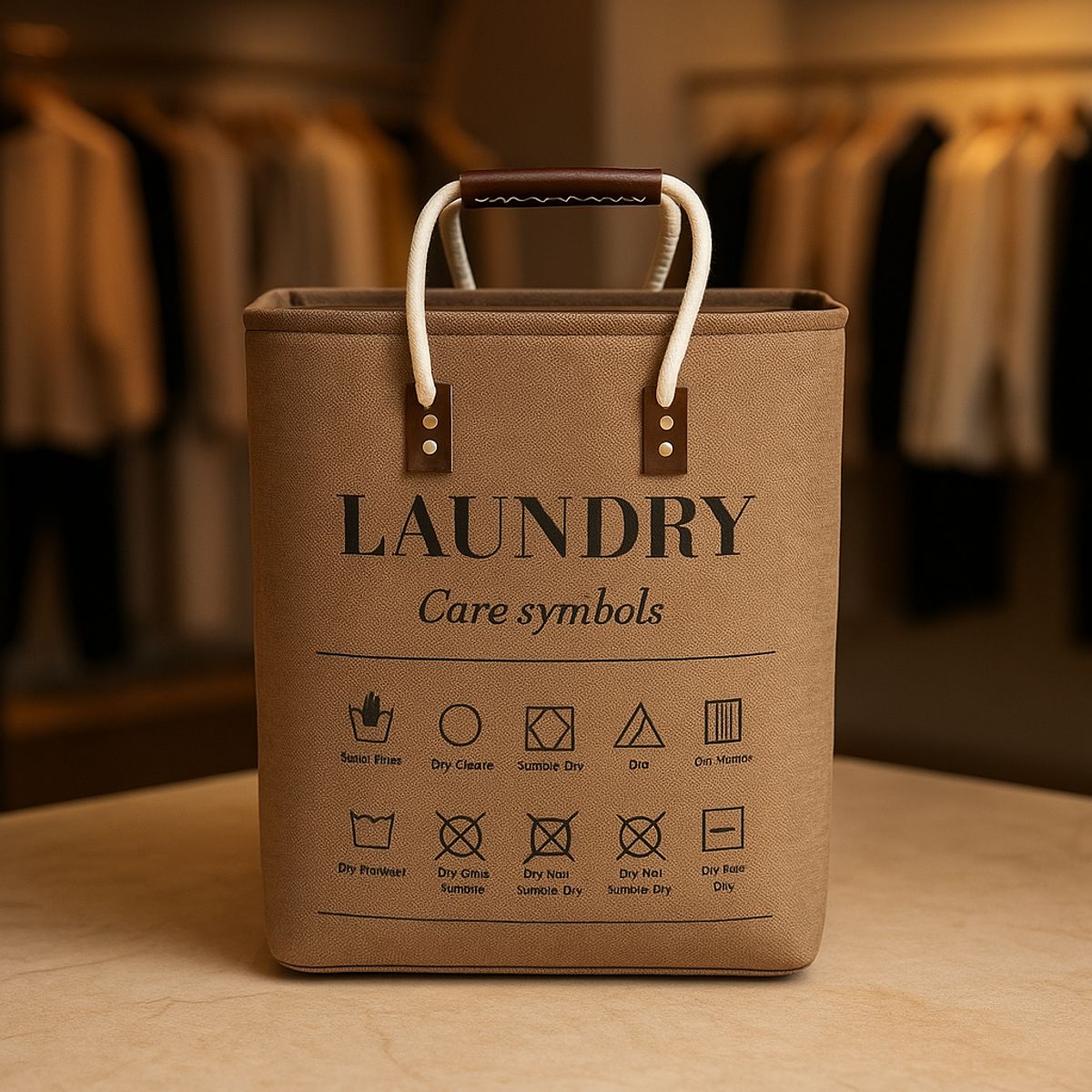 ARMONIA - Canasto organizador ropa Deluxe marrón 50x32x32 baño 699