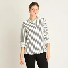 LORENZO DI PONTTI - Blusa Blanca con Rayas Finas