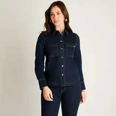 LORENZO DI PONTTI - Chaqueta Mezclilla Azul con Bolsillos