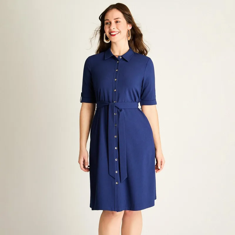 LORENZO DI PONTTI - Vestido Midi Azul Camisero