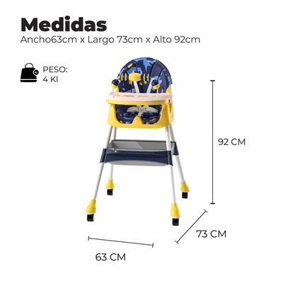 Imagen 2 del producto Silla Comer Bebe Doble Altura Safe Baby Entretenida