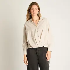LORENZO DI PONTTI - Blusa Beige Rayada