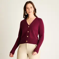 LORENZO DI PONTTI - Cardigan Burdeo con Botones Dorados