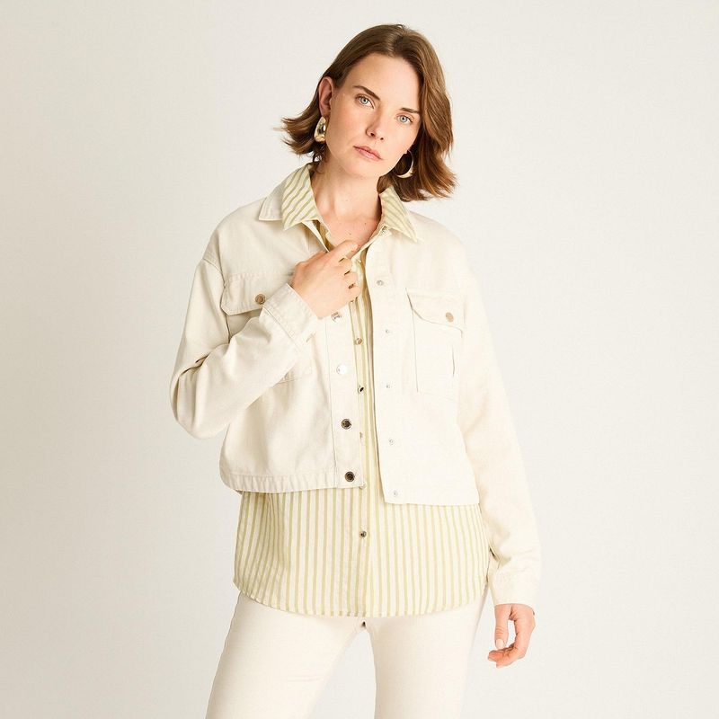 LORENZO DI PONTTI - Chaqueta de Mezclilla Arena con Bolsillos