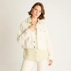 LORENZO DI PONTTI - Chaqueta de Mezclilla Arena con Bolsillos