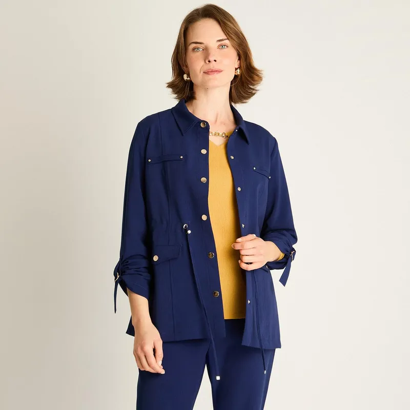 LORENZO DI PONTTI - Chaqueta Azul con Ajuste en la Cintura