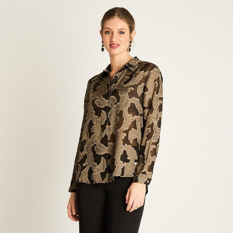 LORENZO DI PONTTI - Blusa Negra Estampada