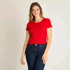 ACUARELA - Polera Roja Básica Manga Corta