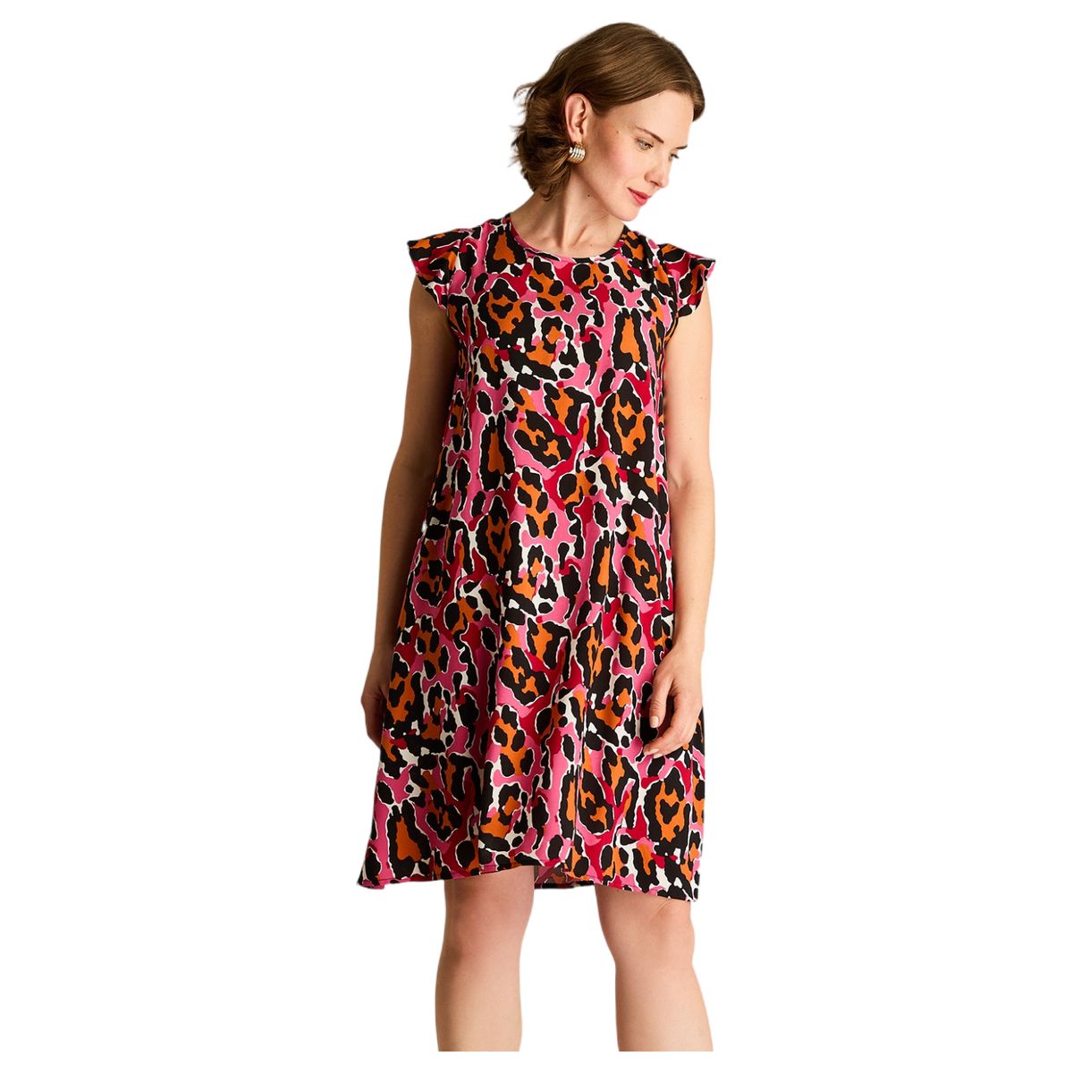LORENZO DI PONTTI - Vestido Corto Magenta No Elasticado Sin Forro Calce Holgado