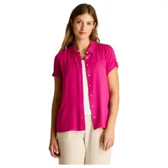 LORENZO DI PONTTI - Blusa Magenta Manga Corta No Elasticado Sin Forro Calce Normal