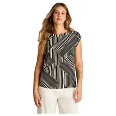 LORENZO DI PONTTI - Blusa Negro Manga Corta No Elasticado Sin Forro Calce Holgado