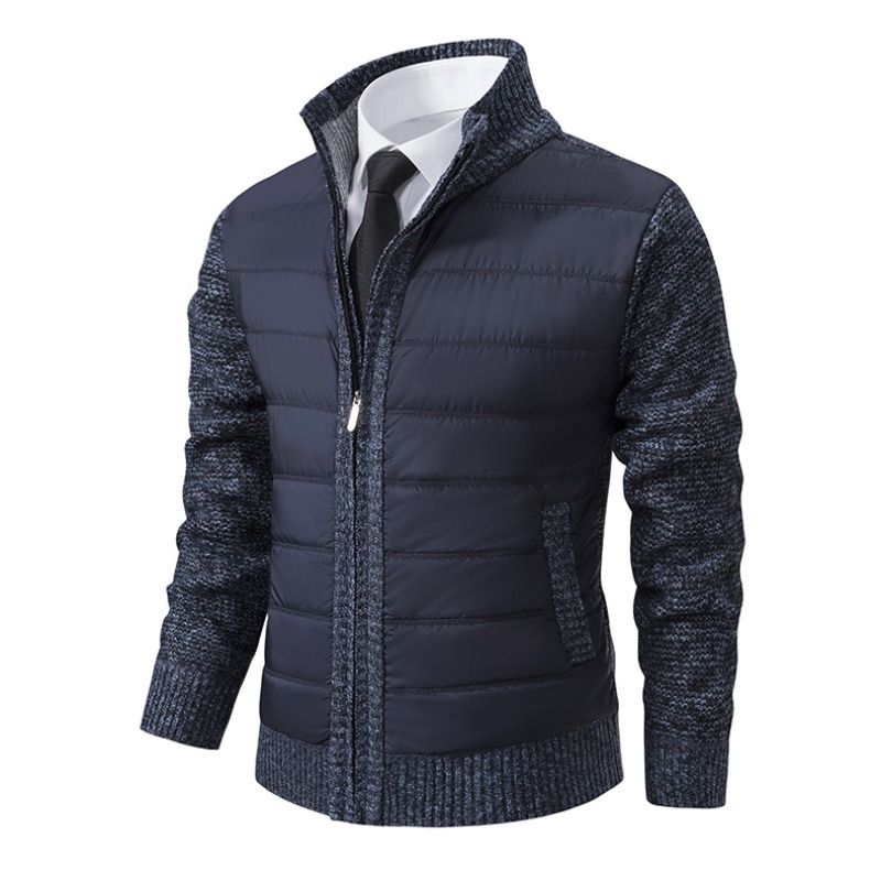 GIOIO - Cárdigan Hombre Tejido Grueso Cuello Alto Forro Polar Urbano Liso​