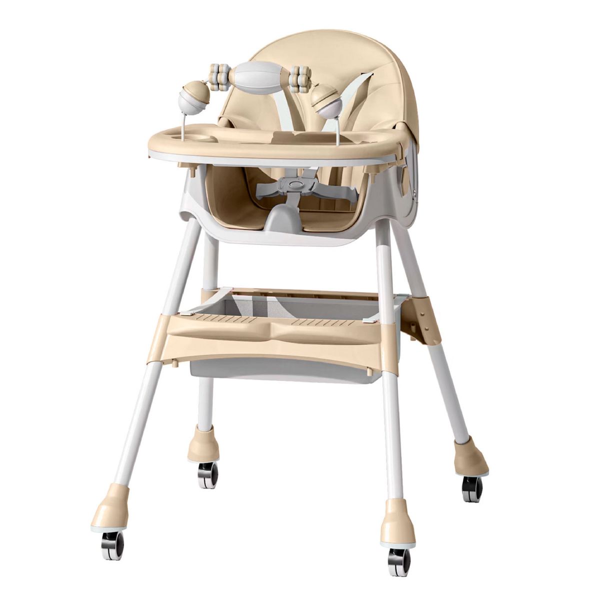 MON PETIT - Silla Comer Bebe Doble Altura Safe Baby Entretenida Beige