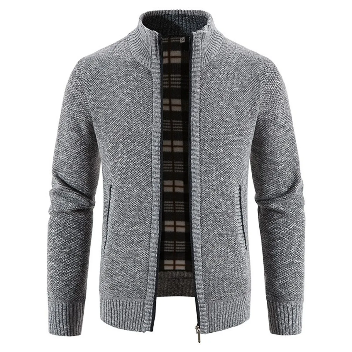 GIOIO - Cárdigan Hombre Forro Polar Tejido Grueso Cuello Alto Corte Urbano​