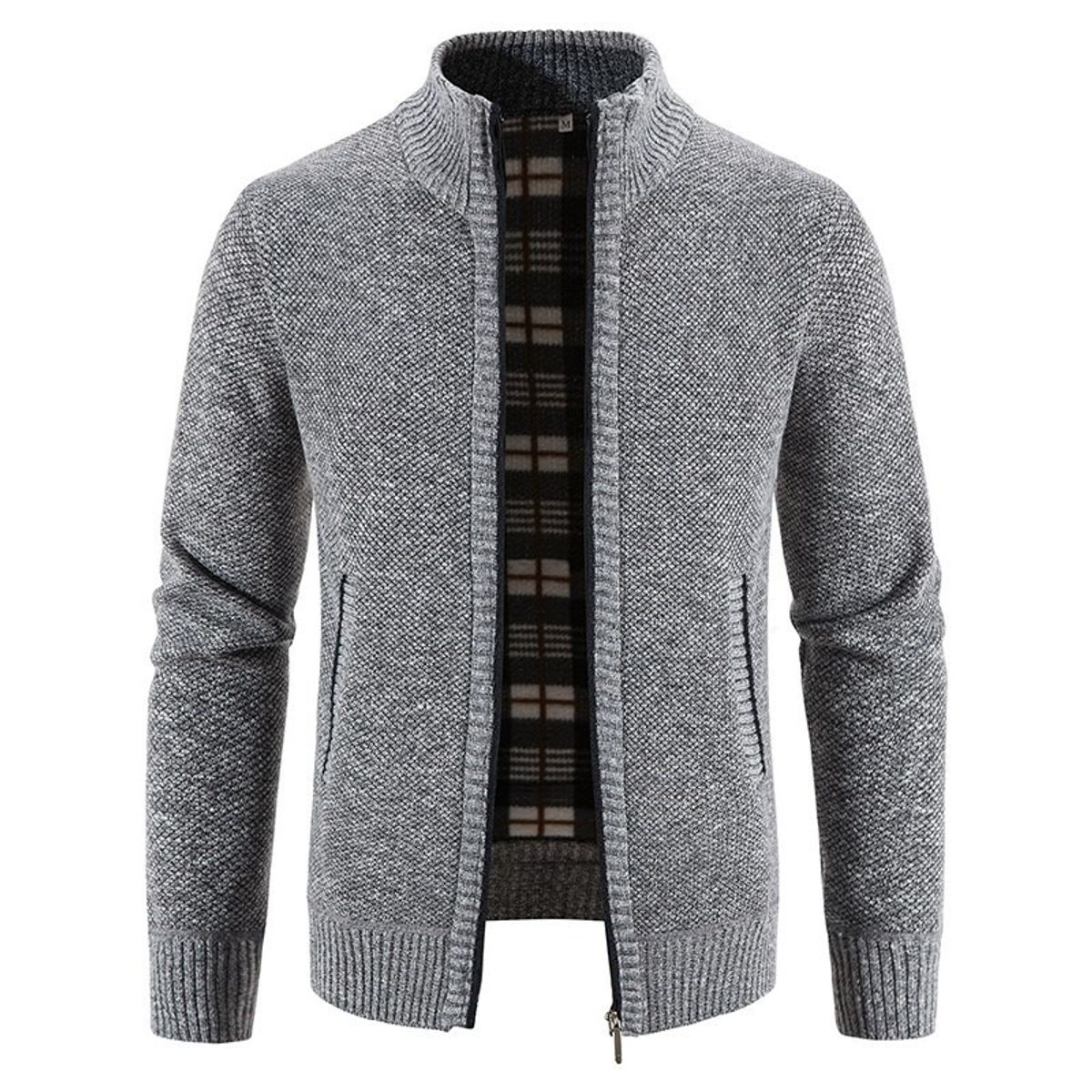 GIOIO - Cárdigan Hombre Forro Polar Tejido Grueso Cuello Alto Corte Urbano​