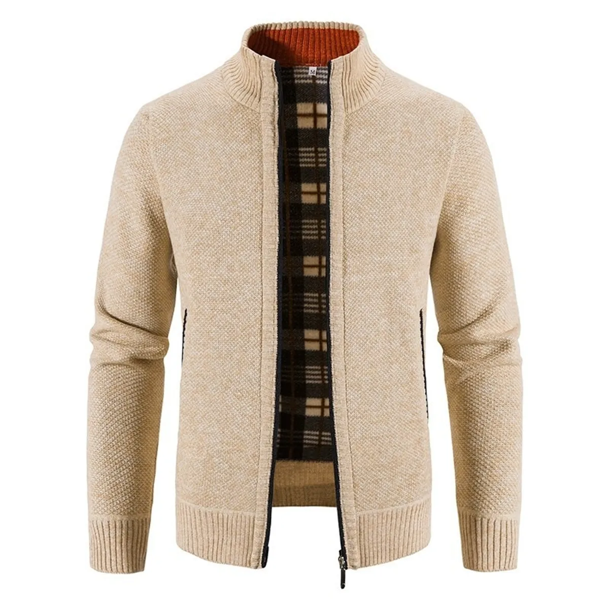 GIOIO - Cárdigan Hombre Forro Polar Tejido Grueso Cuello Alto Corte Urbano​