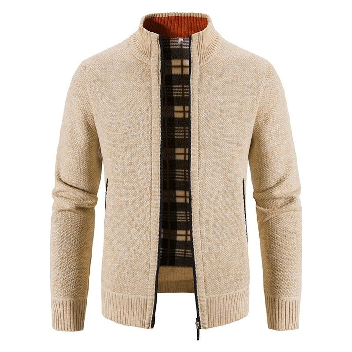 GIOIO - Cárdigan Hombre Forro Polar Tejido Grueso Cuello Alto Corte Urbano​