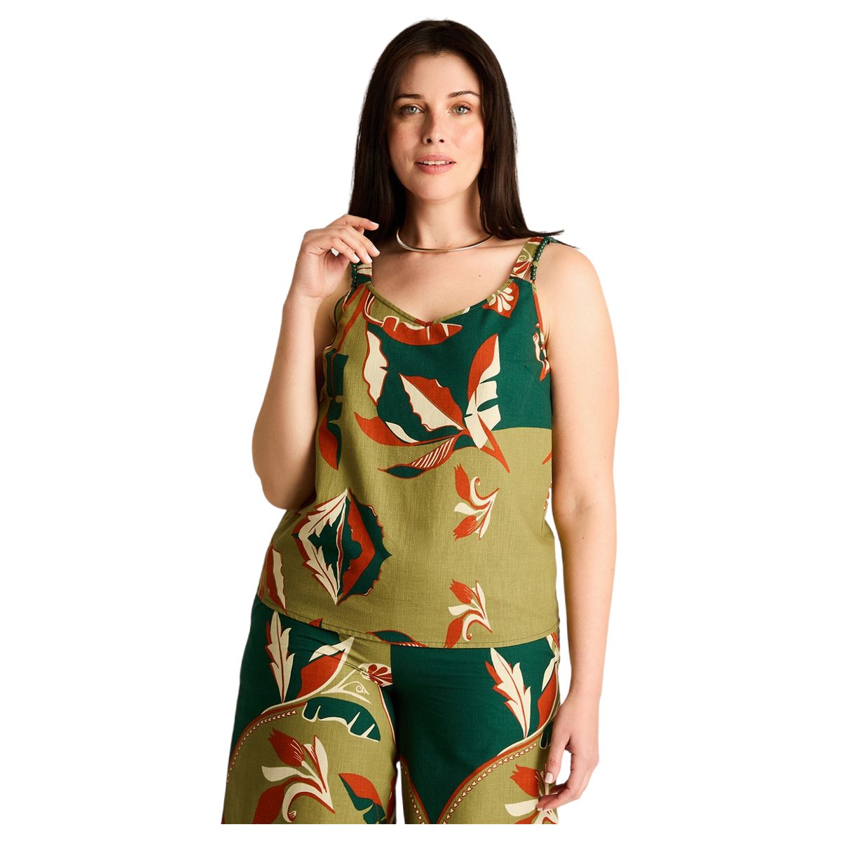 LORENZO DI PONTTI - Blusa Verde Sin Mangas No Elasticado Calce Normal
